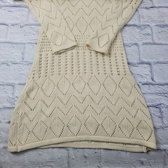Bardot Cream Bodycon Open Knit V-neck Sweater Dress size 6 Keyhole Back - Picture 12 of 16